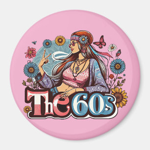 Hippie Girl Cick Peace signiert Finger Kunst Magnet