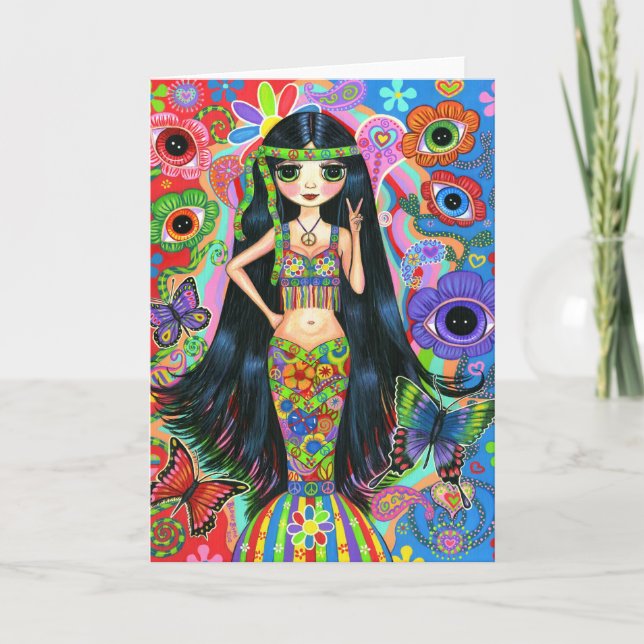Hippie Girl Mermaid Card Karte (Vorderseite)
