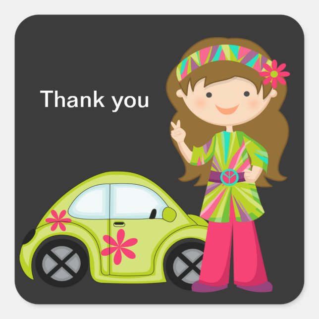 Hippie Girl mit Buggy Sticker (Vorderseite)