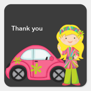 Hippie Girl mit Ho Pink Buggy Sticker
