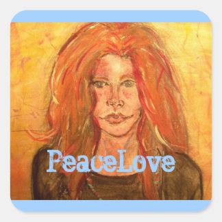 Hippie Girl PeaceLove Quadratischer Aufkleber