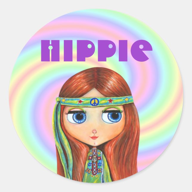 Hippie Girl Sticker (Vorderseite)