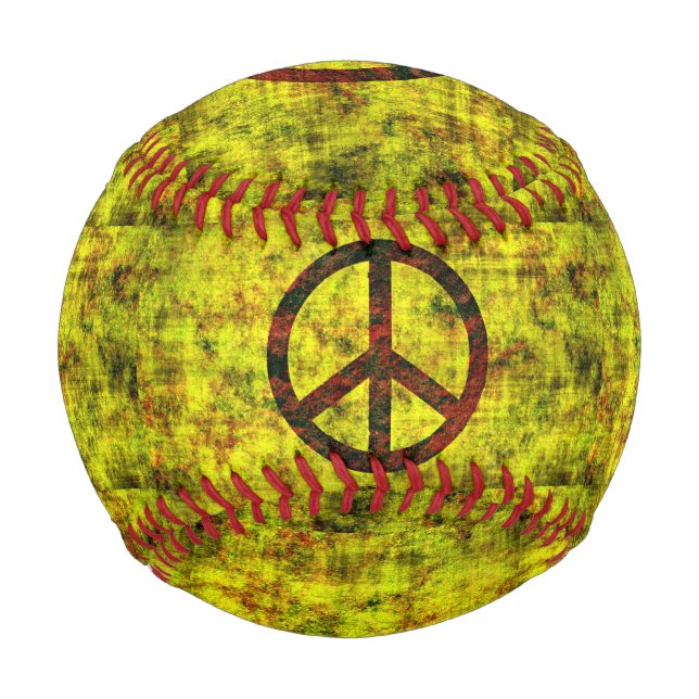 Hippie Groovy 70er Jahre Friedenssymbol gelb Baseball (Vorderseite)
