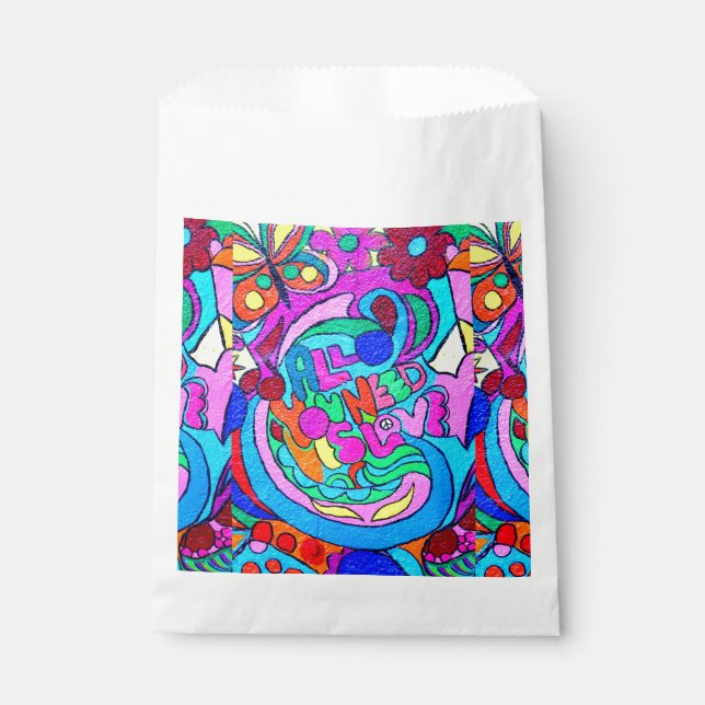 Hippie Groovy Frieden und Liebe Geschenktütchen (Vorderseite)