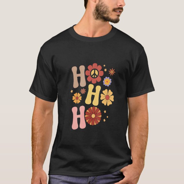 Hippie Groovy Ho Ho Ho Xmas Christmas For Men Wome T-Shirt (Vorderseite)