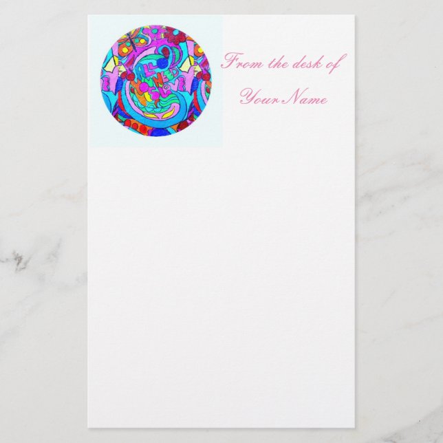 Hippie Groovy Liebe Briefpapier (Vorderseite)