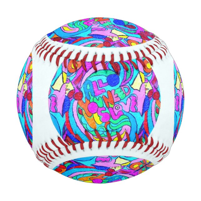 Hippie Groovy Liebe Circles Baseball (Vorderseite)