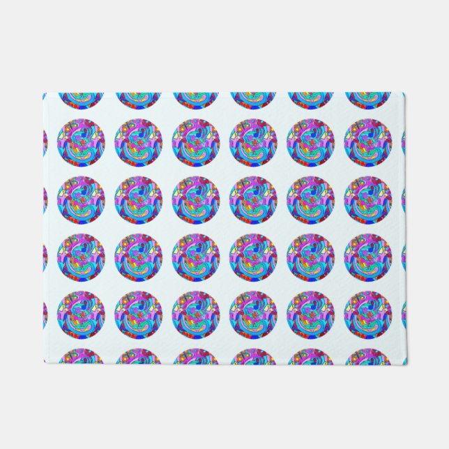 Hippie Groovy Liebe Circles Fußmatte (Vorderseite)