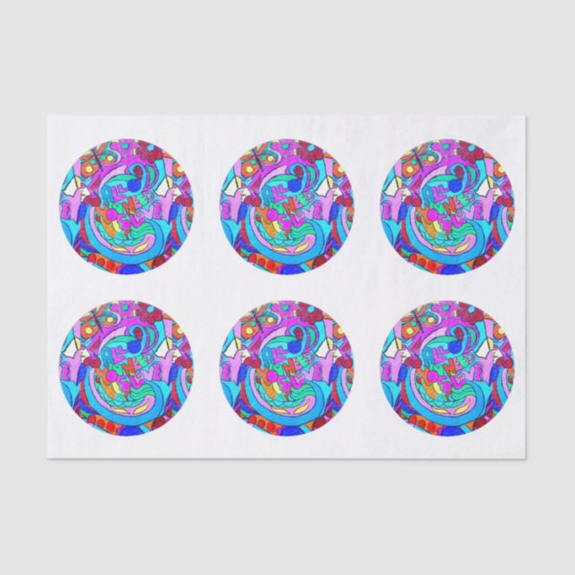 Hippie Groovy Liebe Circles Seidenpapier (Vorderseite)