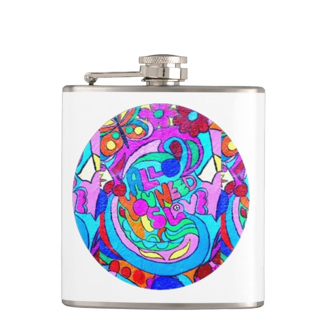 Hippie Groovy Liebe Flachmann (Vorderseite)
