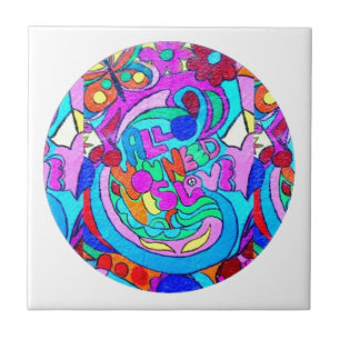 Hippie-Groovy-Liebe Fliese