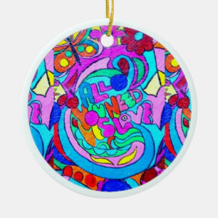 Hippie Groovy Liebe Keramikornament
