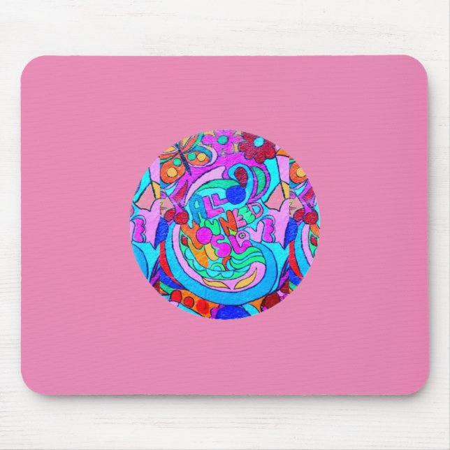 Hippie Groovy Liebe rosa Mousepad (Vorne)