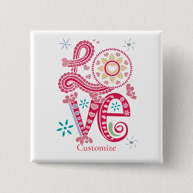 Hippie Groovy Liebe Sign Thunder_Cove Button (Vorderseite)