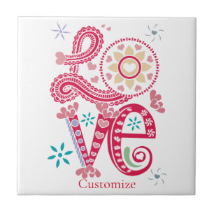 Hippie Groovy Liebe Sign Thunder_Cove Fliese