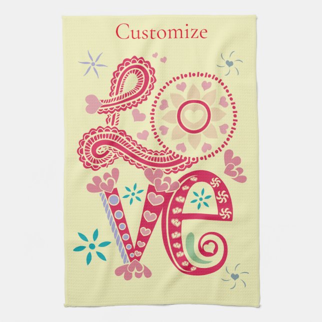 Hippie Groovy Liebe Sign Thunder_Cove Geschirrtuch (Vertikal)