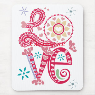 Hippie Groovy Liebe Sign Thunder_Cove Mousepad