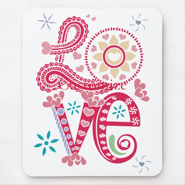 Hippie Groovy Liebe Sign Thunder_Cove Mousepad (Vorne)