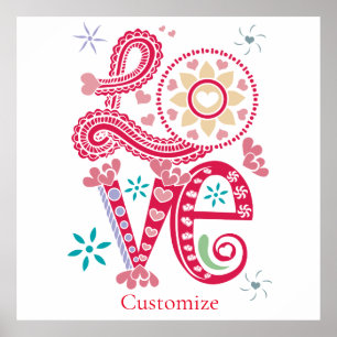 Hippie Groovy Liebe Sign Thunder_Cove Poster