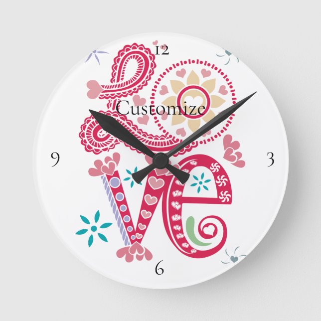 Hippie Groovy Liebe Sign Thunder_Cove Runde Wanduhr (Vorderseite)