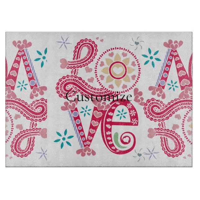 Hippie Groovy Liebe Sign Thunder_Cove Schneidebrett (Vorderseite)