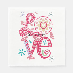 Hippie Groovy Liebe Sign Thunder_Cove Serviette