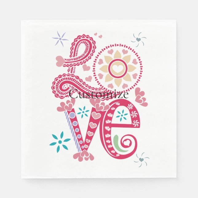 Hippie Groovy Liebe Sign Thunder_Cove Serviette (Vorderseite)