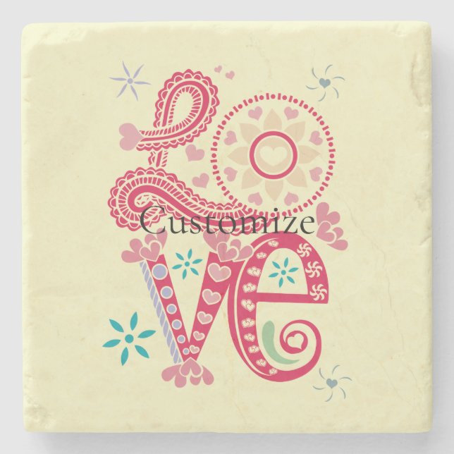 Hippie Groovy Liebe Sign Thunder_Cove Steinuntersetzer (Vorderseite)