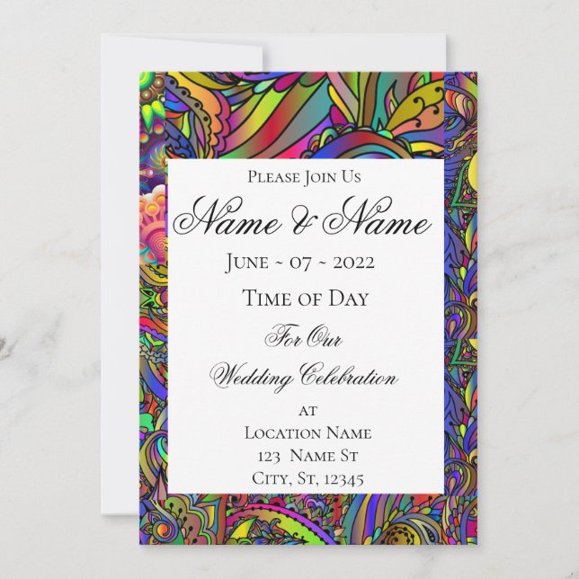 Hippie Groovy Psychedelic Design Thunder_Cove Einladung (Vorderseite)