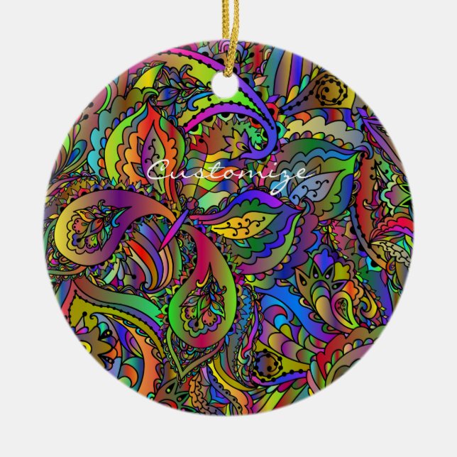 Hippie Groovy Psychedelic Design Thunder_Cove Keramik Ornament (Vorne)
