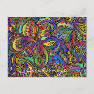 Hippie Groovy Psychedelic Design Thunder_Cove Postkarte