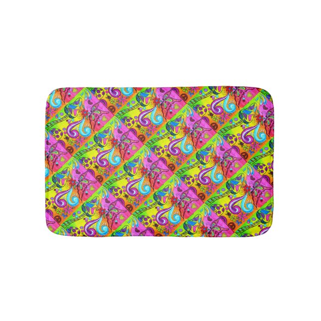 Hippie groovy psychedelische Pilze Badematte (Vorderseite)