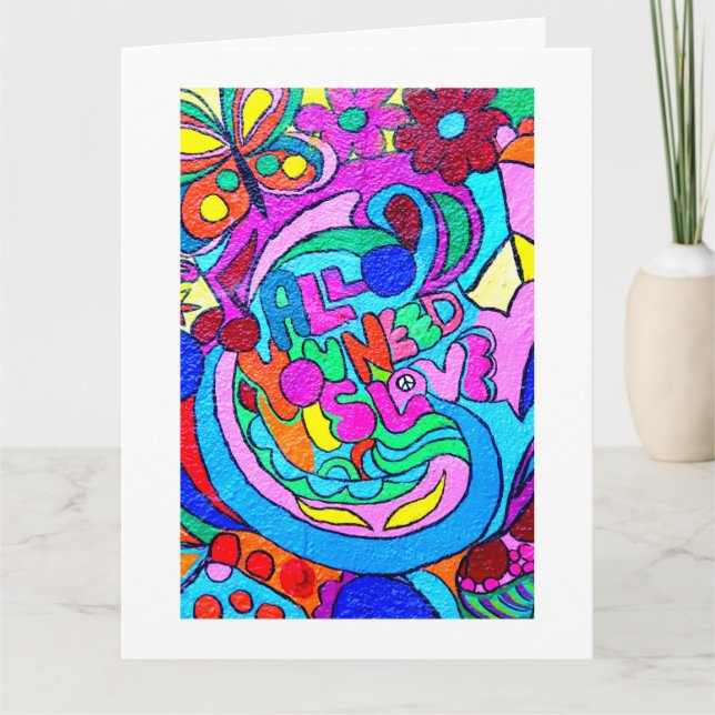 Hippie Groovy Ruhe und Liebe Karte (Vorderseite)