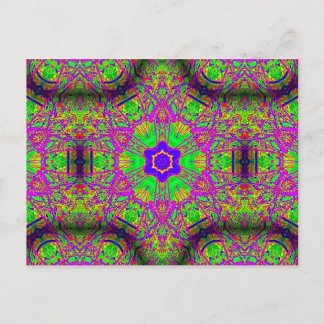 Hippie Groovy Sechs-Punkte-Stern Postkarte (Vorderseite)