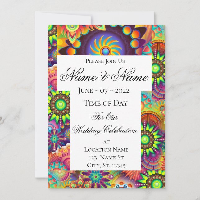 Hippie Groovy Techno Psychedelic Thunder_Cove Einladung (Vorderseite)