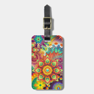 Hippie Groovy Techno Psychedelic Thunder_Cove Gepäckanhänger