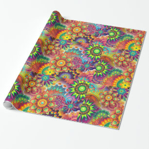 Hippie Groovy Techno Psychedelic Thunder_Cove Geschenkpapier