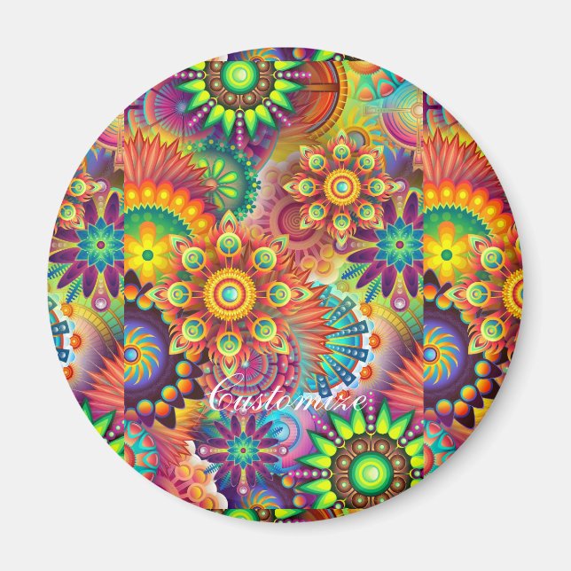 Hippie Groovy Techno Psychedelic Thunder_Cove Magnet (Vorne)