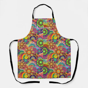 Hippie Groovy Techno Psychedelic Thunder_Cove Schürze