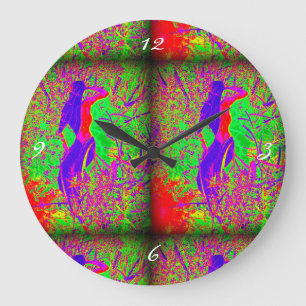 Hippie Groovy Twin Mermaids Große Wanduhr