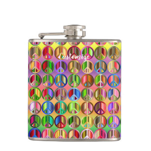 Hippie groovyThunder_Cove Friedenssymbole  Flachmann