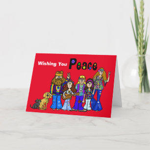 Hippie Group Groovy Christmas Card Karte