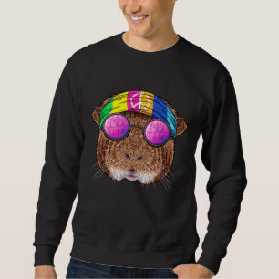 Hippie Guinea Schweinefleisch Liebe Friedenszeiche Sweatshirt