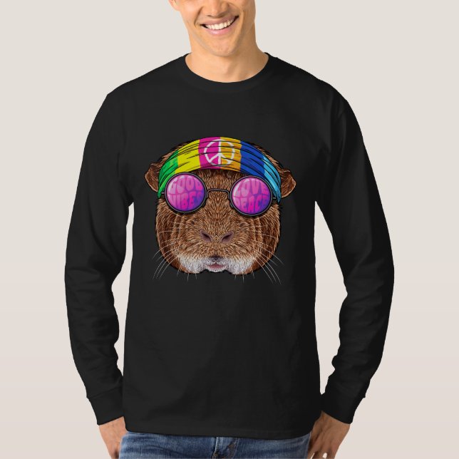 Hippie Guinea Schweinefleisch Liebe Friedenszeiche T-Shirt (Vorderseite)