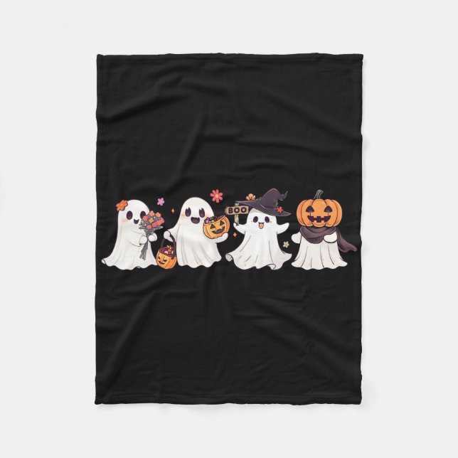 Hippie Halloween Cute Ghost Boo Spooky Season Pump Fleecedecke (Vorderseite)