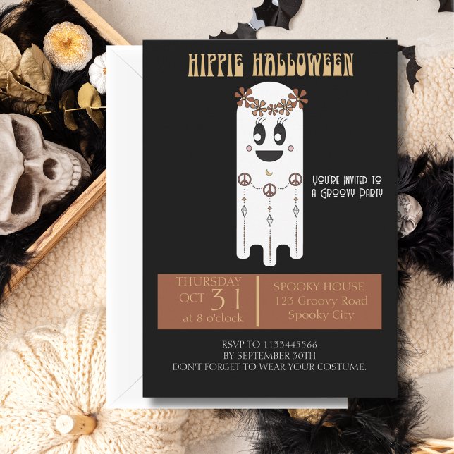 Hippie Halloween Ghost Einladung (Von Creator hochgeladen)