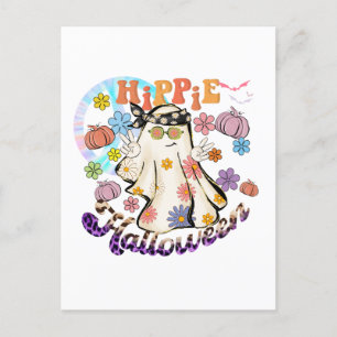 Hippie Halloween Ghost Retro Halloween Postkarte
