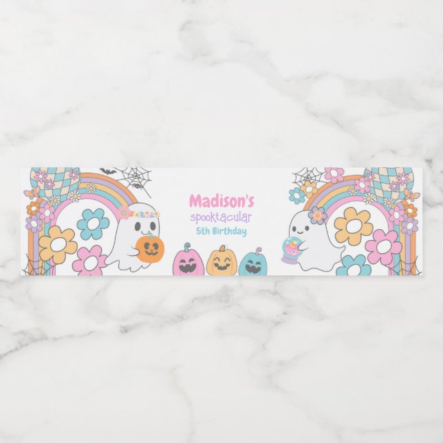 Hippie Halloween Ghost Wasserflaschenetikett (Einzelnes Label)