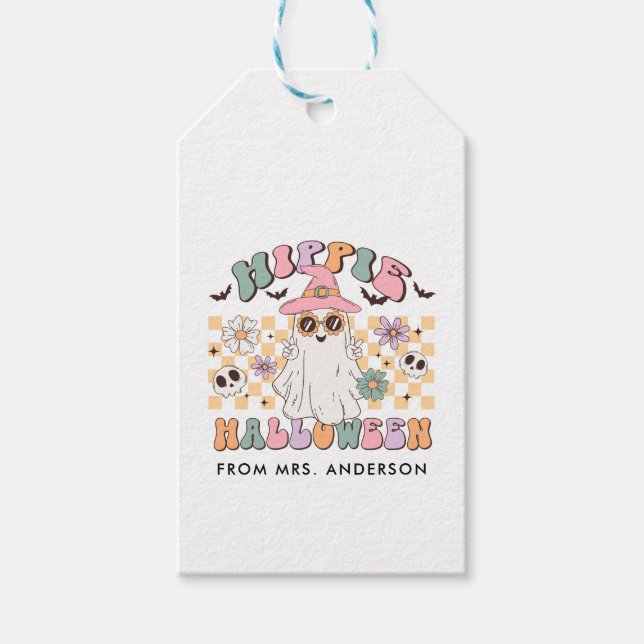 Hippie Halloween Groovy Retro Geschenkanhänger (Vorderseite)