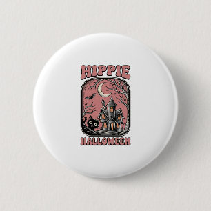 Hippie Halloween Katze Spukhaus Vintage Design_ Button